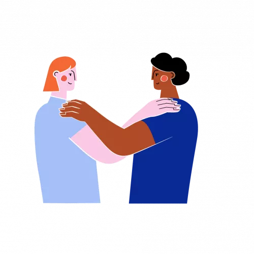 Gewaltfrei illustrationen 24 Illustration zweier Personen, die sich anschauen.