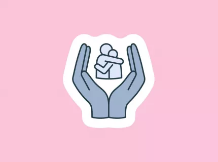 Two hands supporting two people